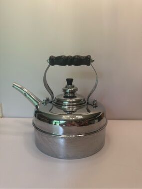 SIMPLEX Patent Whistling Silver Tea Kettle Solid Copper England 400709-402190